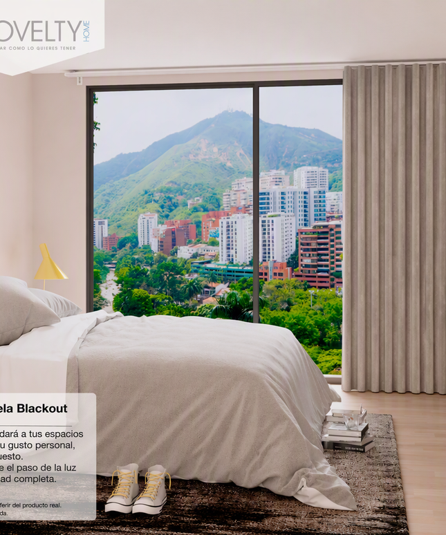 Cortina en Tela Blackout Belluci Gris Arena