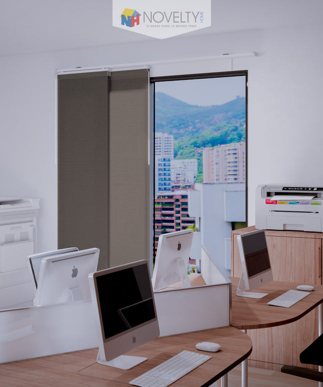 Cortina en Sistema Panel Japonés en Tela Screen Chocolate (SIN PVC)