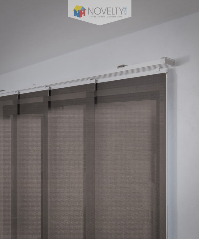 Cortina en Sistema Panel Japonés en Tela Screen Chocolate (SIN PVC)