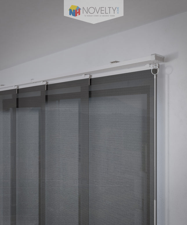 Cortina en Sistema Panel Japonés en Tela Screen Gris Raton (SIN PVC)
