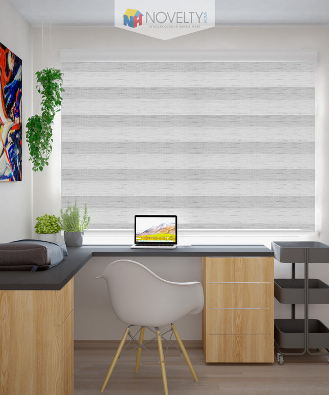 Cortina Sheer Elegance Poliéster Everest Blanco Gris Jaspe
