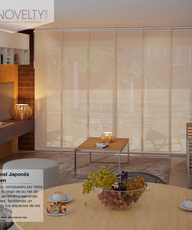 Cortina en Sistema Panel Japonés en Tela Screen Beige