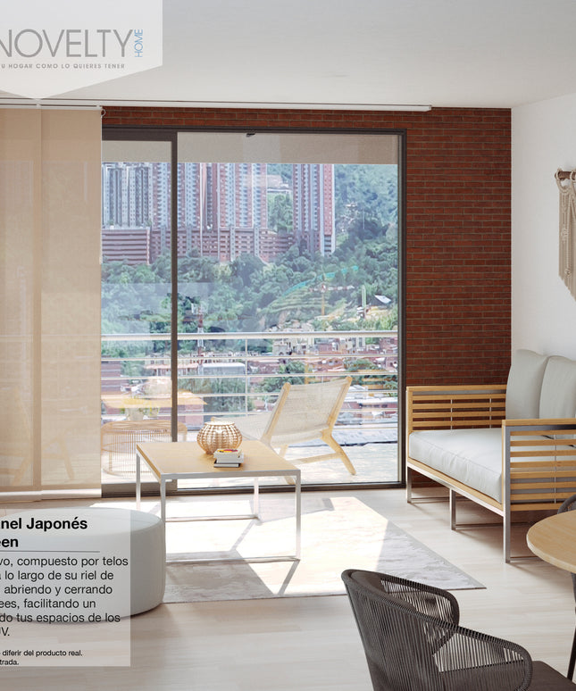 Cortina en Sistema Panel Japonés en Tela Screen Beige
