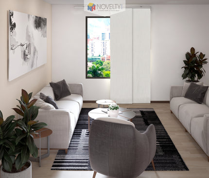 Cortina en Sistema Panel Japonés en Tela Blackout Llovizna Blanca