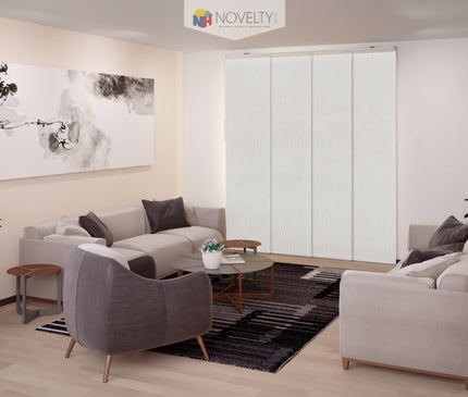 Cortina en Sistema Panel Japonés en Tela Blackout Llovizna Blanca