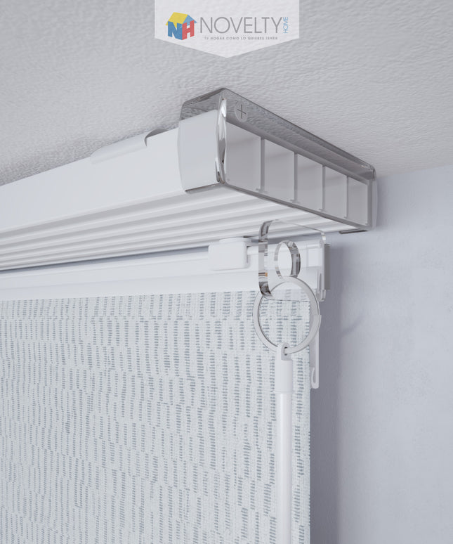 Cortina en Sistema Panel Japonés en Tela Blackout Begonia Blanco Gris