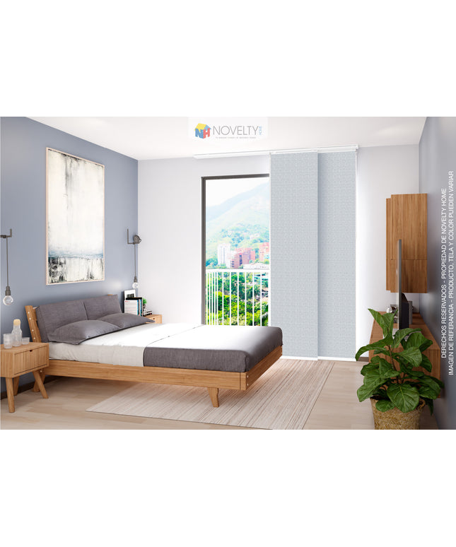 Cortina en Sistema Panel Japonés en Tela Blackout Begonia Blanco Gris