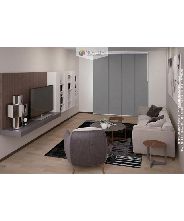 Cortina en Sistema Panel Japonés en Tela Blackout Gris
